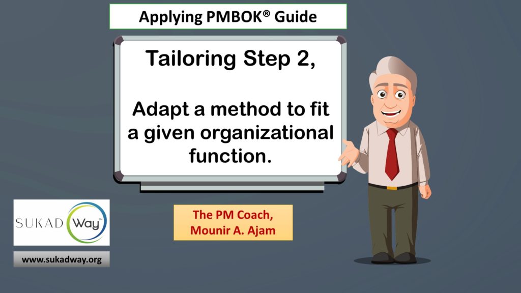 Tailoring Step 2: Adapt to an organizational function